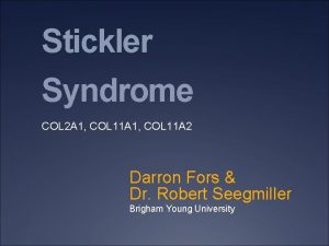 Stickler Syndrome COL 2 A 1 COL 11