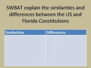 SWBAT explain the similarities and differences between the