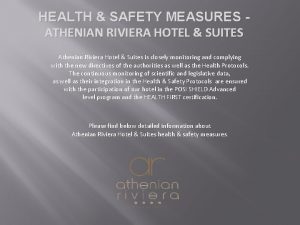 HEALTH SAFETY MEASURES ATHENIAN RIVIERA HOTEL SUITES Athenian
