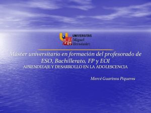 Mster universitario en formacin del profesorado de ESO