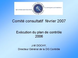 Comit consultatif fvrier 2007 Excution du plan de