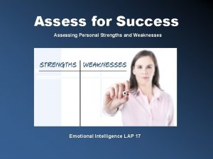 Assess for Success Assessing Personal Strengths and Weaknesses