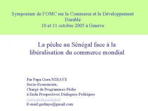 Symposium de lOMC sur le Commerce et le