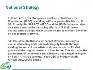 National Strategy In South Africa the Companies and