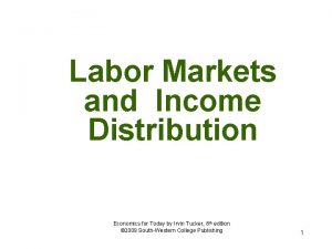 Labor Markets and Income Distribution Economics for Today