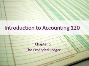 Introduction to Accounting 120 Chapter 5 The Expanded