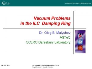 Vacuum Problems in the ILC Damping Ring Dr