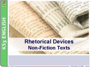 Rhetorical Devices NonFiction Texts of 22 22 1