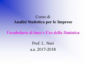 Corso di Analisi Statistica per le Imprese Vocabolario