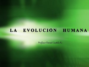 Profesor Daniel Castillo R Evolucin y Hominizacin La