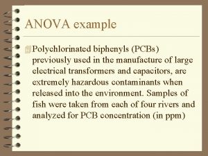 ANOVA example 4 Polychlorinated biphenyls PCBs previously used