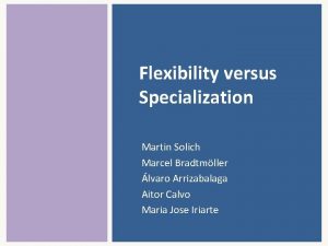 Flexibility versus Specialization Martin Solich Marcel Bradtmller lvaro