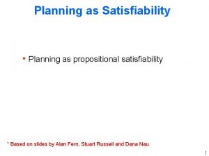 Planning as Satisfiability h Planning as propositional satisfiability