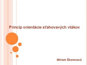 Princp orientcie sahovavch vtkov Miriam korecov Procesy komunikcie