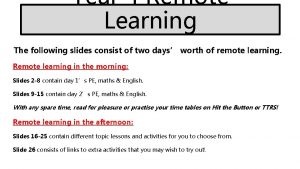 Year 4 Remote Learning The following slides consist