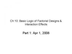 Ch 10 Basic Logic of Factorial Designs Interaction