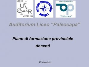 Auditorium Liceo Paleocapa Piano di formazione provinciale docenti