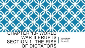 CHAPTER 13 WORLD WAR II ERUPTS SECTION 1