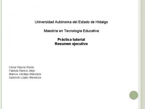 Universidad Autnoma del Estado de Hidalgo Maestra en