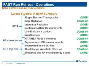 FAST Run Retreat Operations IOTA Commissioning Run Complete
