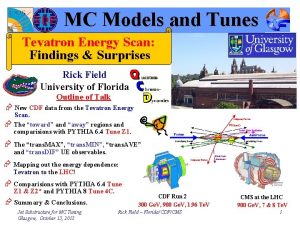 MC Models and Tunes Tevatron Energy Scan Findings