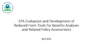 EPA Evaluation and Development of Reduced Form Tools