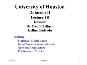 University of Houston Datacom II Lecture 1 B