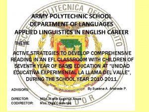 ARMY POLYTECHNIC SCHOOL DEPARTMENT OF LANGUAGES APPLIED LINGUISTICS