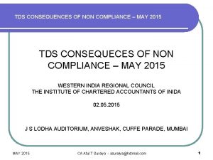 TDS CONSEQUENCES OF NON COMPLIANCE MAY 2015 TDS