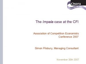 The Impala case at the CFI Association of