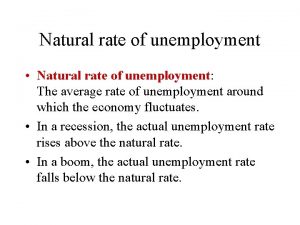 Natural rate of unemployment Natural rate of unemployment