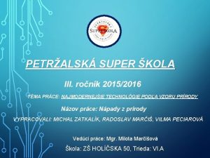 PETRALSK SUPER KOLA III ronk 20152016 TMA PRCE