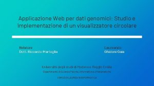 Applicazione Web per dati genomici Studio e implementazione