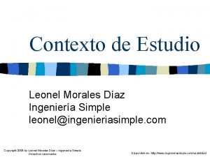 Contexto de Estudio Leonel Morales Daz Ingeniera Simple