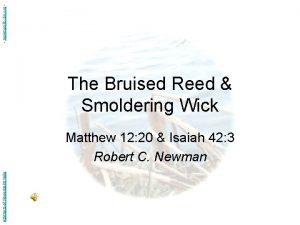 newmanlib ibri org The Bruised Reed Smoldering Wick