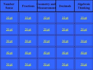 Number Sense Geometry and Fractions Measurement Decimals Algebraic