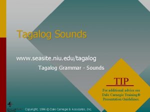 Tagalog Sounds www seasite niu edutagalog Tagalog Grammar