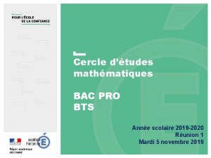 Cercle dtudes mathmatiques BAC PRO BTS Anne scolaire