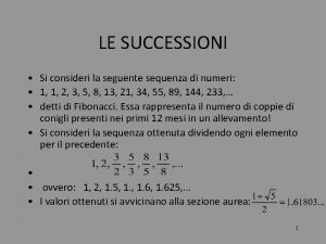 LE SUCCESSIONI Si consideri la seguente sequenza di