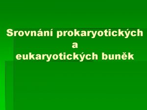 Srovnn prokaryotickch a eukaryotickch bunk Prokaryotick buky Z