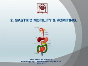 2 GASTRIC MOTILITY VOMITING Prof Sherif W Mansour