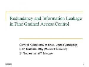 Redundancy and Information Leakage in Fine Grained Access