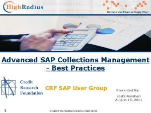 Advanced SAP Collections Management Best Practices CRF SAP