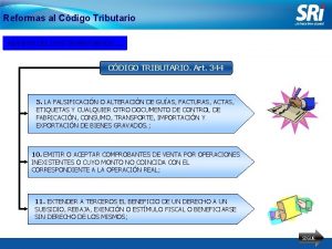 Reformas al Cdigo Tributario NUEVOS DELITOS TRIBUTARIOS CDIGO