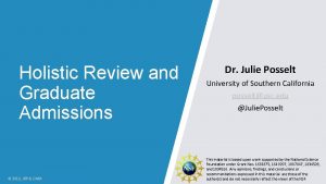 Holistic Review and Graduate Admissions 2019 JRP CWM