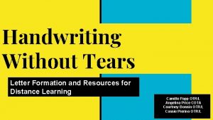 Handwriting Without Tears Letter Formation and Resources for
