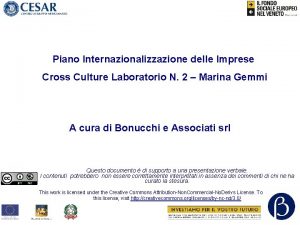 Piano Internazionalizzazione delle Imprese Cross Culture Laboratorio N