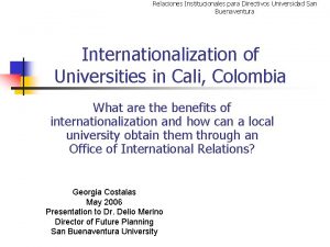 Relaciones Institucionales para Directivos Universidad San Buenaventura Internationalization
