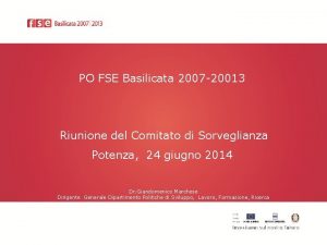 PO FSE Basilicata 2007 20013 Riunione del Comitato