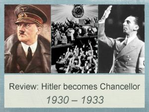 Review Hitler becomes Chancellor 1930 1933 How much